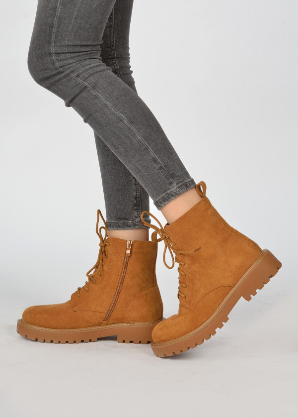 Brown tan lace up ankle boots