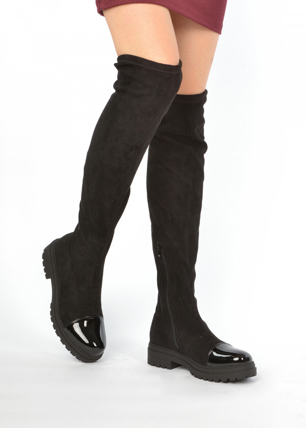 Black patent toe over the knee boots 1