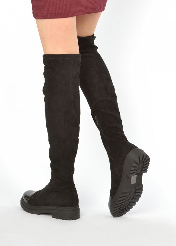 Black patent toe over the knee boots 2