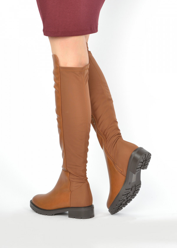 Brown tan wide fit over the knee boots 2