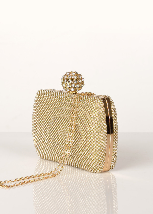 Gold diamante clutch bag 1