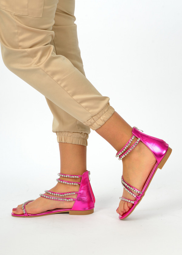 Fuchsia diamante strappy sandals