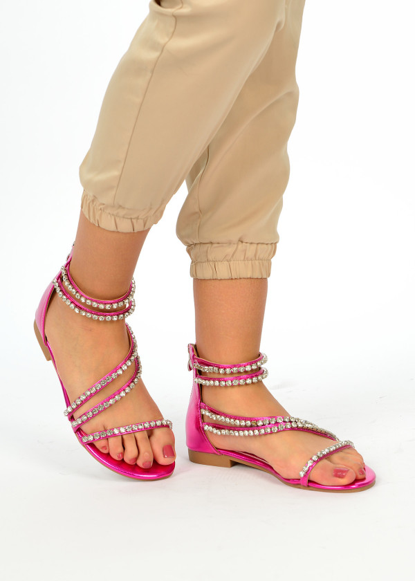 Fuchsia diamante strappy sandals 1