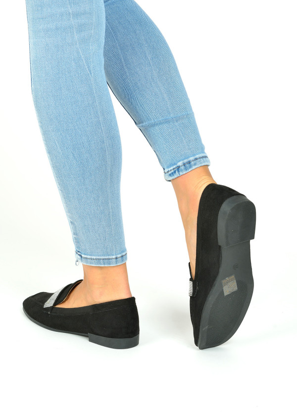 Black diamante embellished loafers 3