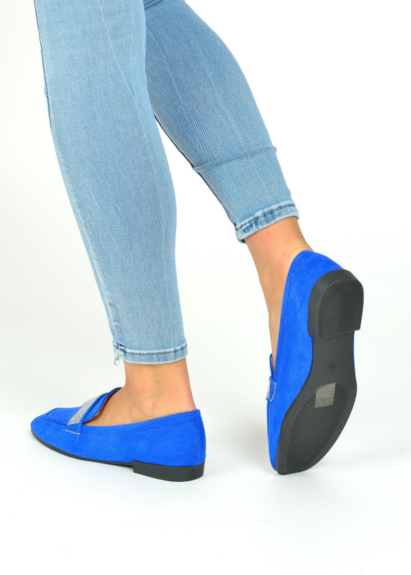 Blue diamante embellished loafers 3