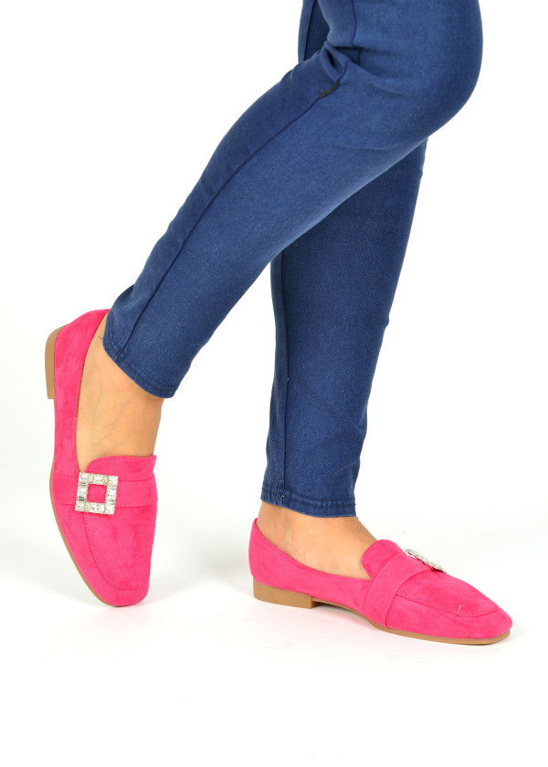 Fuchsia diamante buckle detail loafers 1
