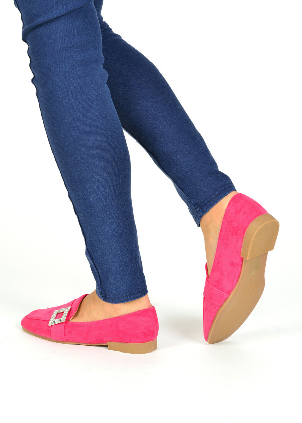 Fuchsia diamante buckle detail loafers 3
