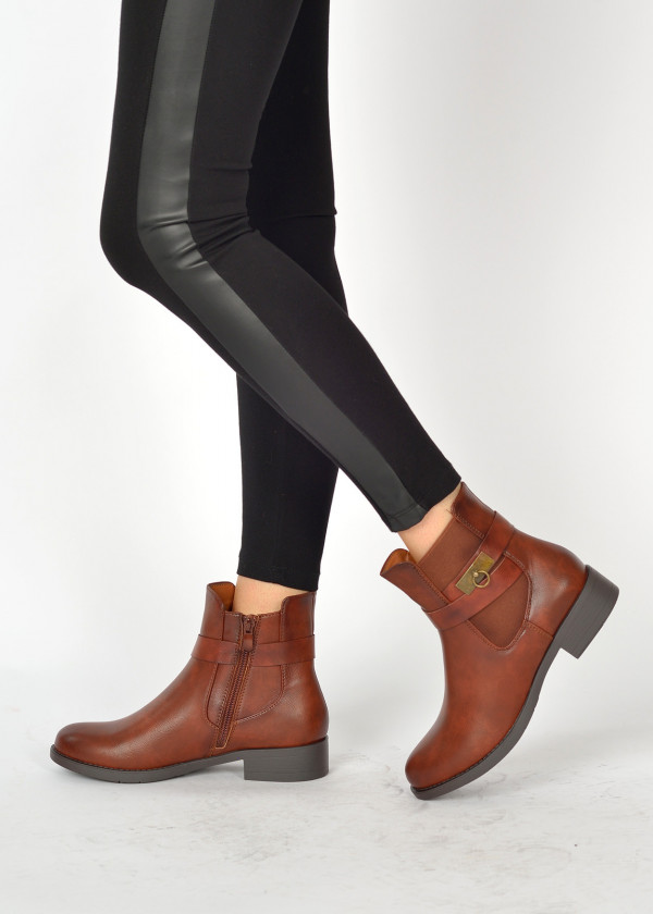 Brown tan flat ankle boots 3