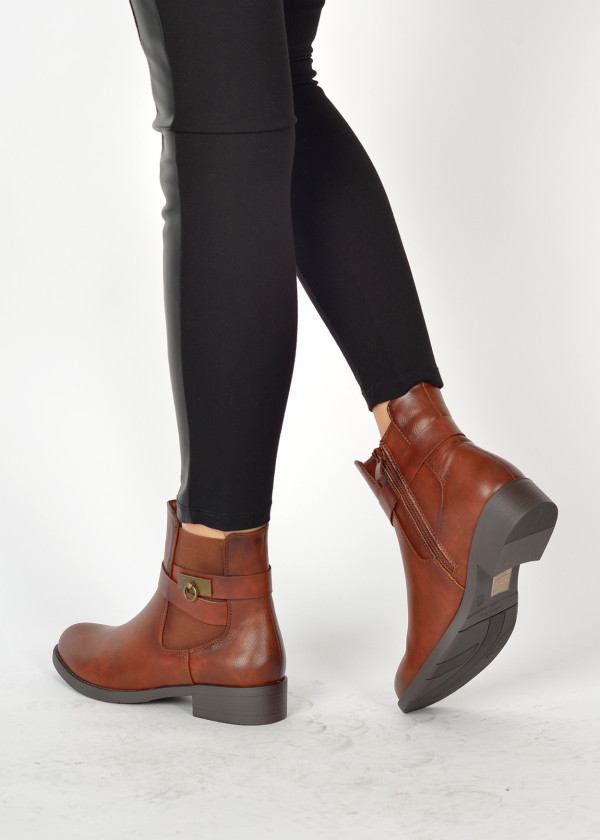 Brown tan flat ankle boots 2