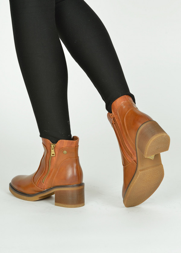 Tan block heeled ankle boots 2