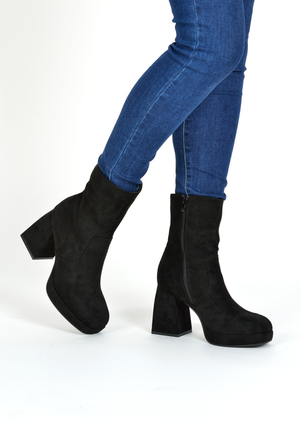 Black block heeled ankle boots 1