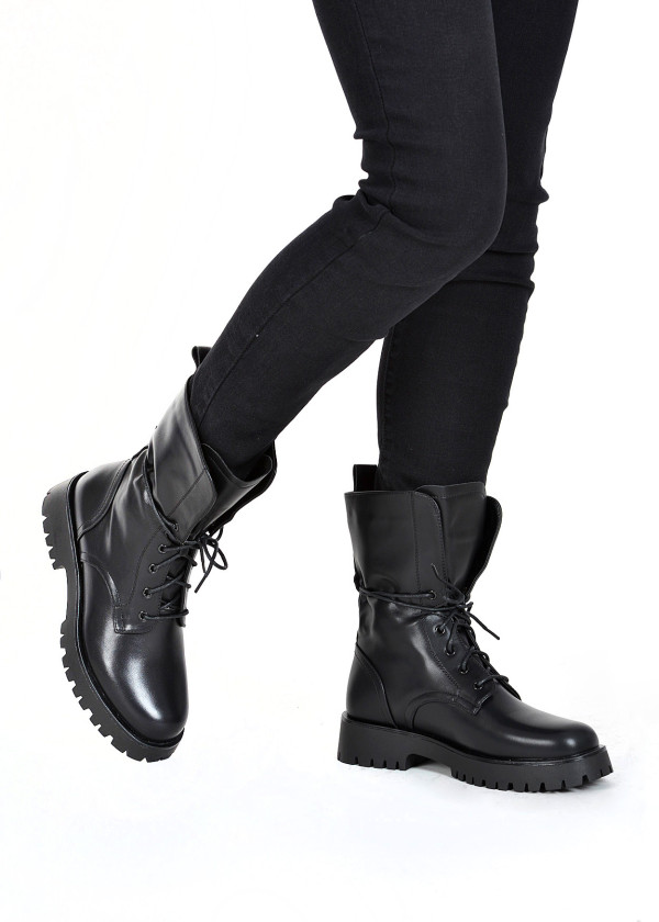 Black lace up army boots 1