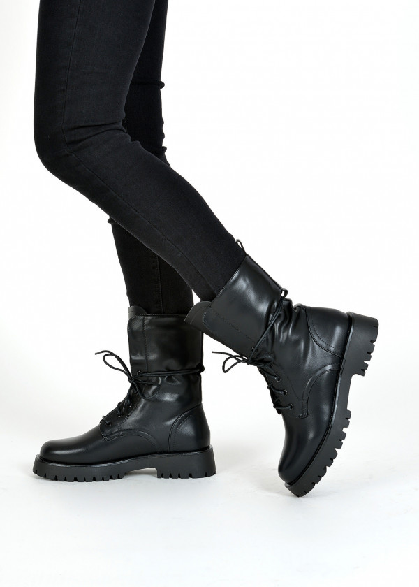 Black lace up army boots 3