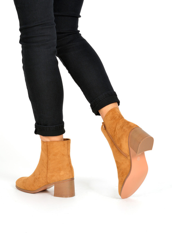 Tan suede heeled ankle boots 2