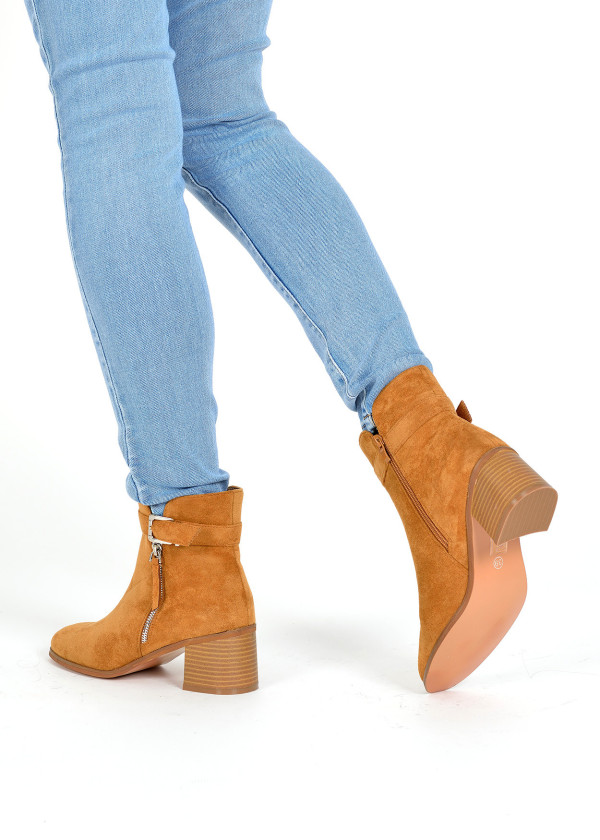 Tan zip detail heeled ankle boot 2