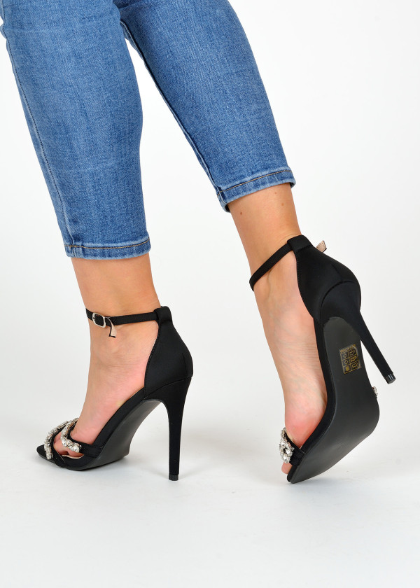 Black embellished heeled sandals 2