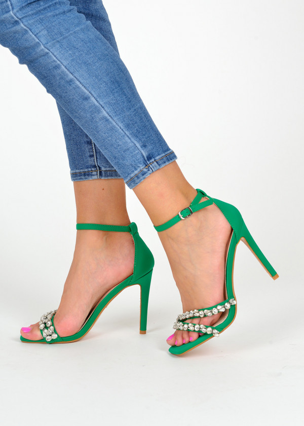Green embellished heeled sandals 3