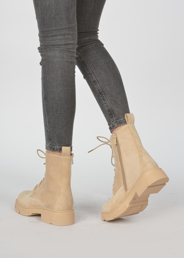 Beige chunky lace up boots 2