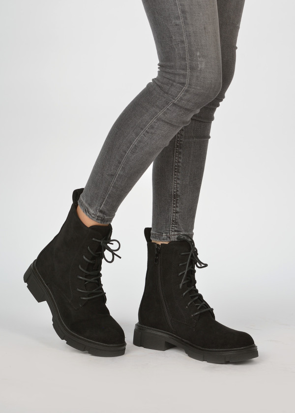 Black chunky lace up boots 1
