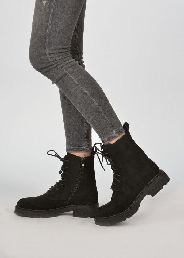 Black chunky lace up boots