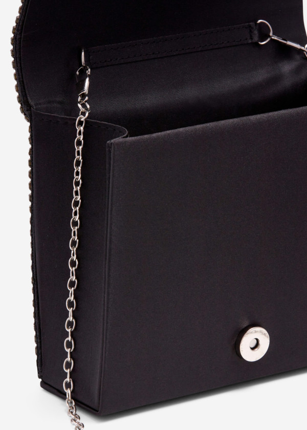Black diamante embellished clutch bag 3