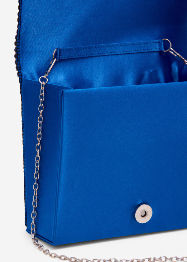 Blue diamante embellished clutch bag 3