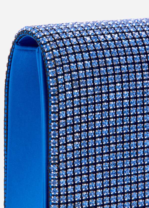 Blue diamante embellished clutch bag 2