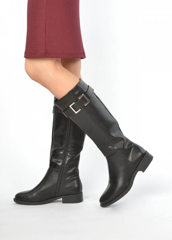 Black buckle knee high boots 3