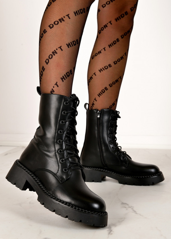 Black lace up ankle boots