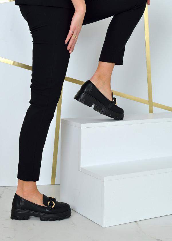 Black chain detailed chunky loafers 2