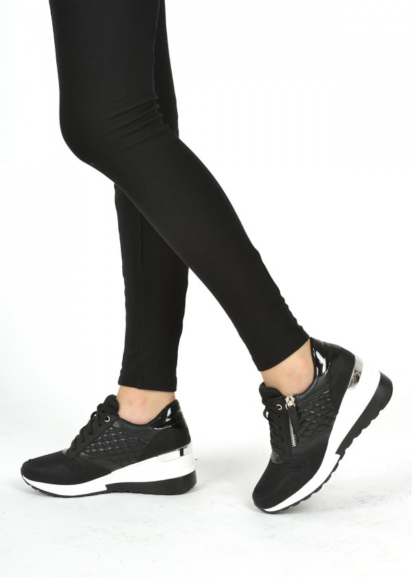 Black quilted designed runner trainers