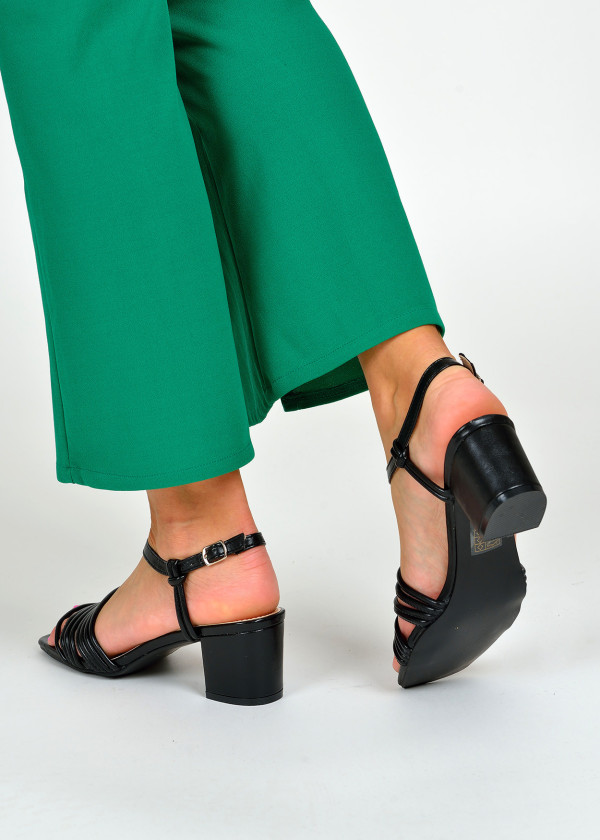 Black strappy heeled sandals 2