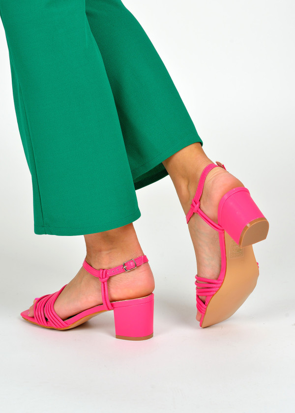 Fuchsia strappy heeled sandals 2