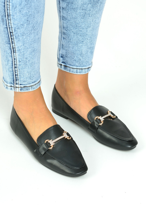 Black diamante embellished loafers 2