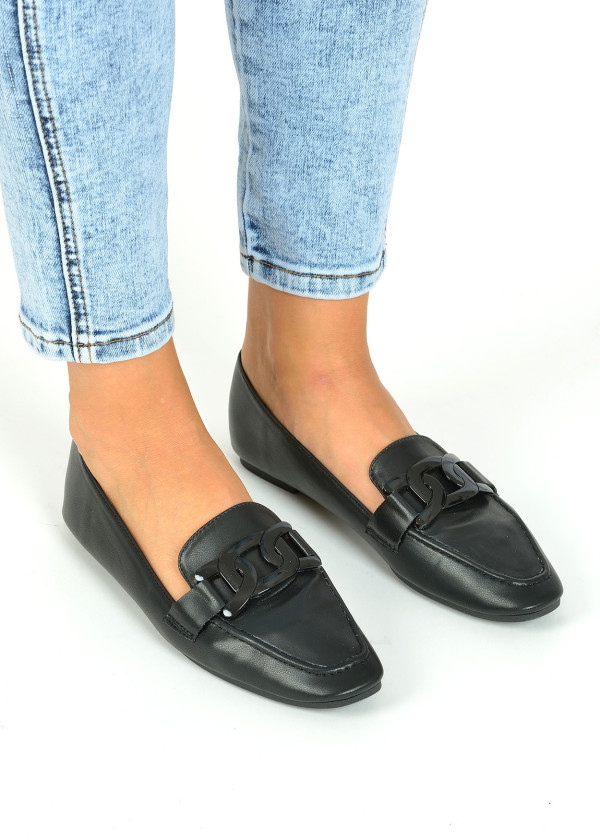 Black chain detail loafers 2