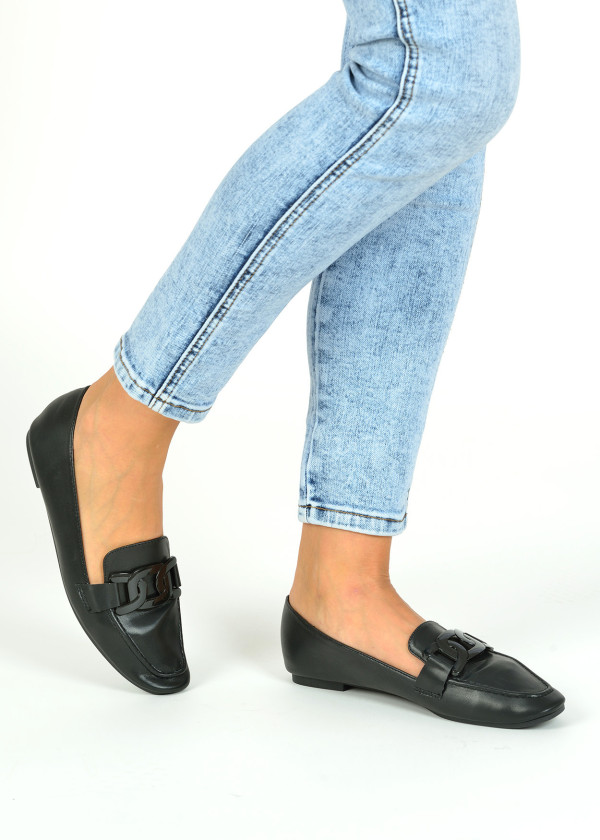 Black chain detail loafers 1