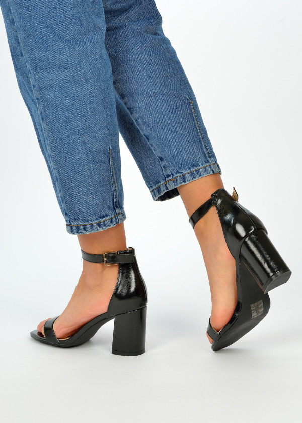 Black metallic heeled sandals 2
