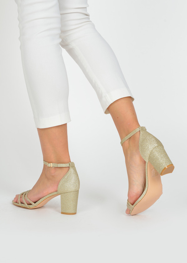 Gold diamante glittery heeled sandals 2