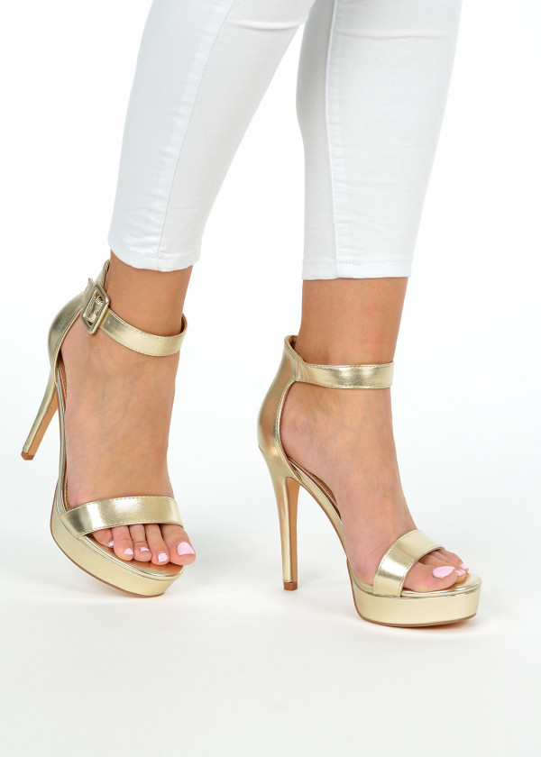 Gold metallic platform heels 1