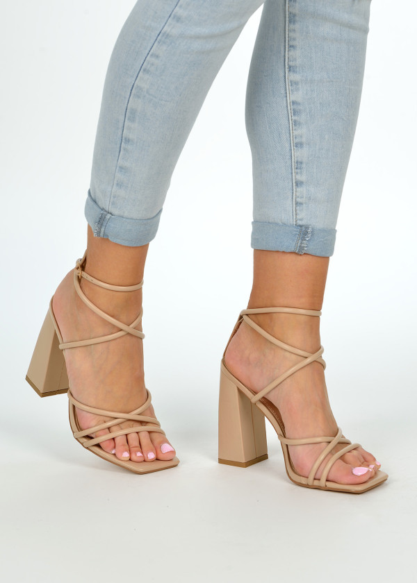 Nude strappy heeled sandals 1