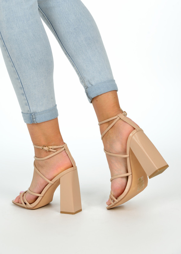 Nude strappy heeled sandals 2