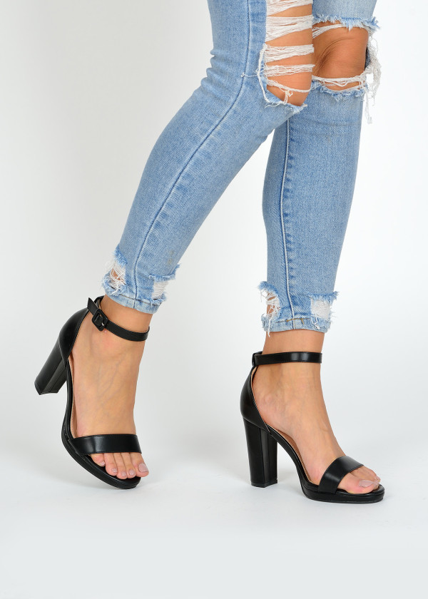 Black platform heeled sandals 1