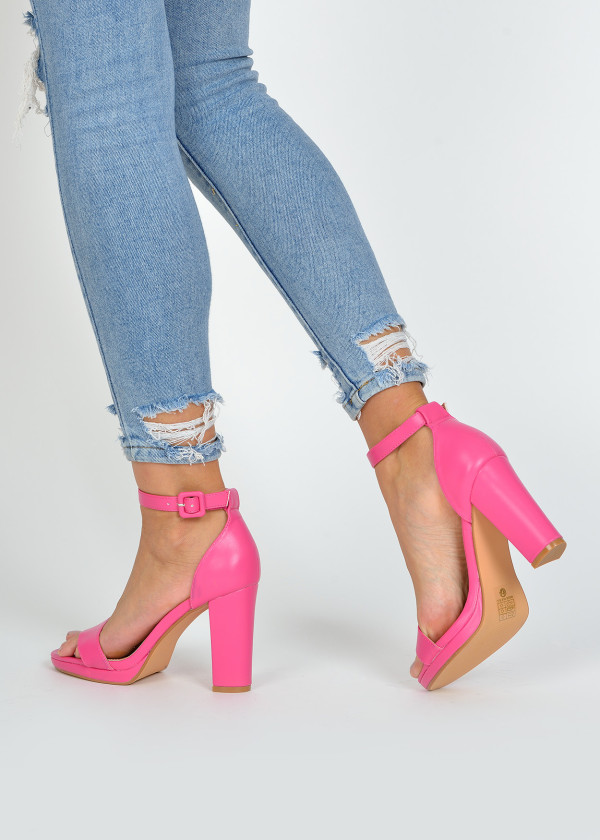 Fuchsia platform heeled sandals 2
