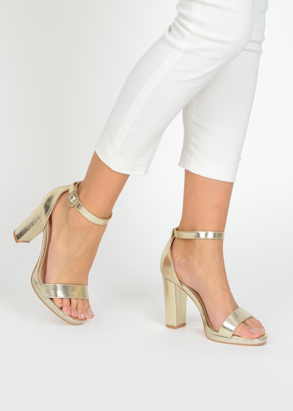 Gold platform heeled sandals 1