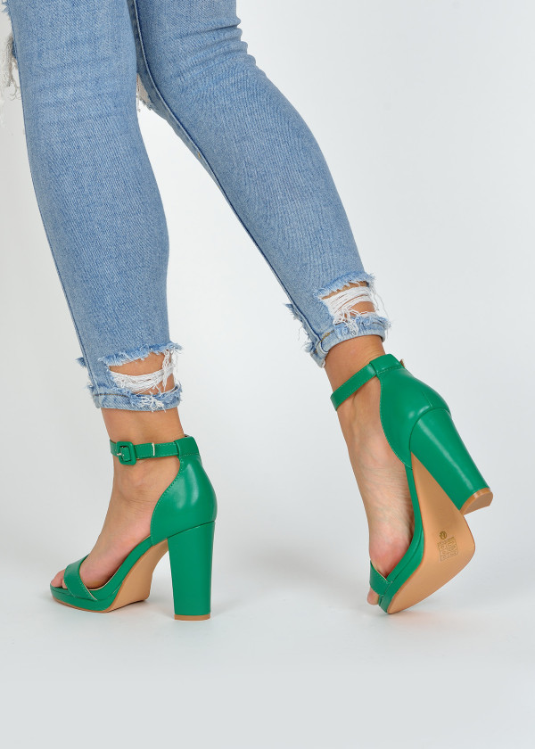 Green platform heeled sandals 2