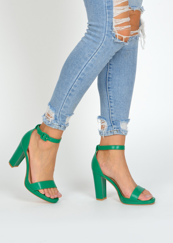 Green platform heeled sandals 1