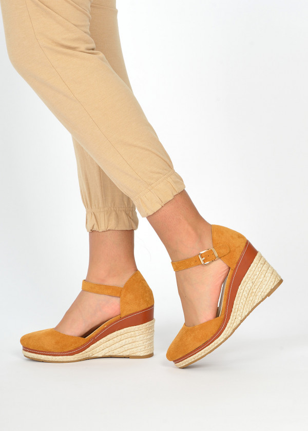 Brown tan espadrille wedges 3