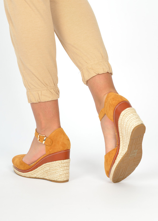 Brown tan espadrille wedges 2