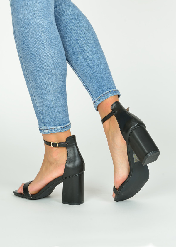 Black block heeled sandals 2