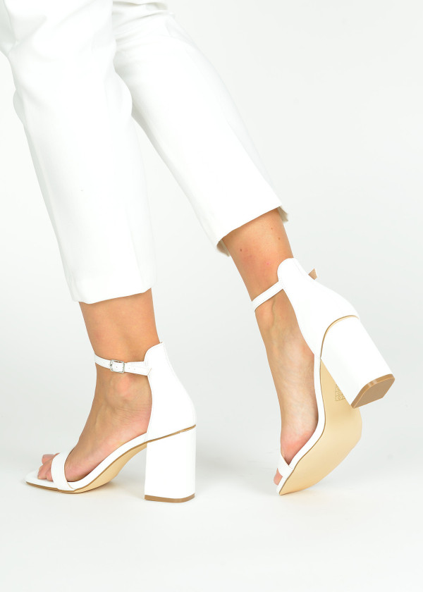 White block heeled sandals 2